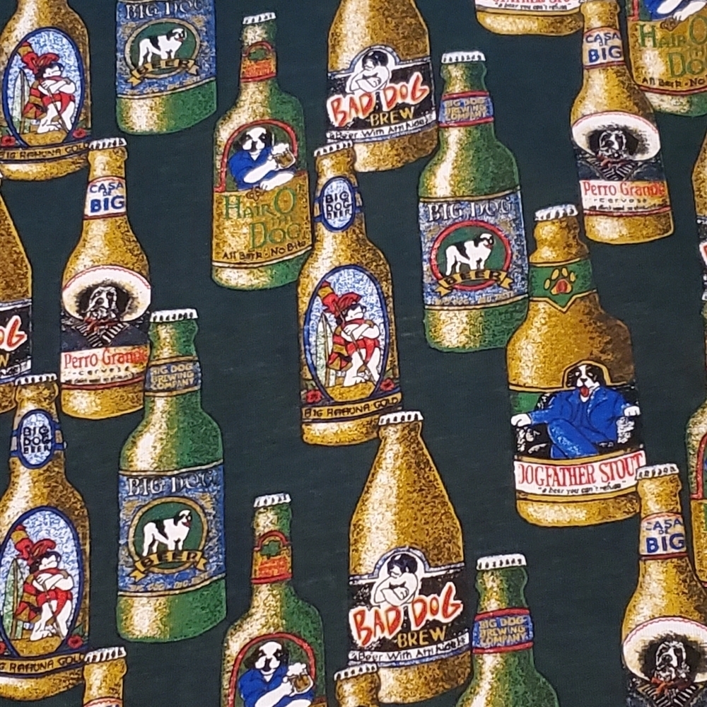 Vintage Big Dogs Shirt Button Front Multicolor Dog Breed Beer Print Cotton 4X - Picture 3 of 8